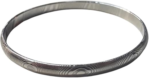 Khalsa Raj Stainless Damascus Steel Karas, Sikh Kara Bracelet, Spiritual Punjabi Jewelry, Lightweight Kada Bangle Made With 304 &Amp; 316L Grade Steel Fashionable &Amp; Custom Made, Rust Resistant - 2.5”