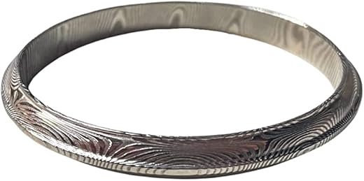 Khalsa Raj Stainless Damascus Steel Karas, Sikh Kara Bracelet, Spiritual Punjabi Jewelry, Medium Heavyweight Kada Bangle Made With 304 &Amp; 316L Grade Steel Fashionable &Amp; Custom Made, Rust Resistant– 2.75”