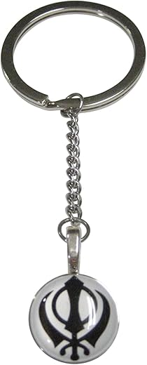 Kiola Designs Black And White Toned Khanda Sikh Pendant Keychain