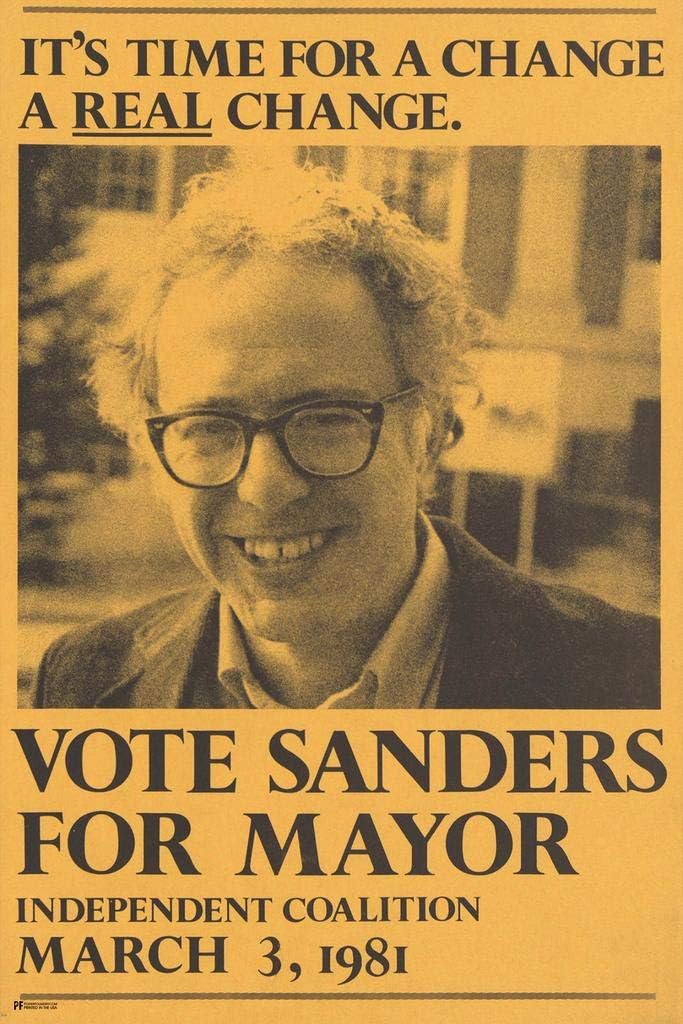 Laminated Bernie Sanders For Mayor 1981 Its Time For A Change A Real Change Campaign Political Feel The Bern Vermont Retro Vintage Election Merchandise Poster Dry Erase Sign 12X18