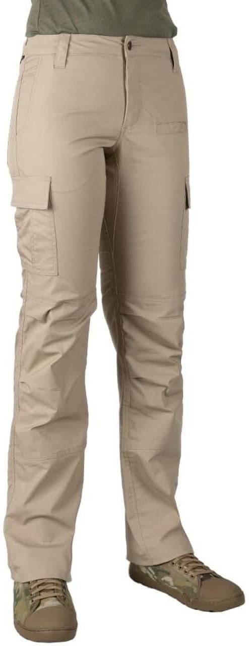 La Police Gear Stretch Ops Women'S Tactical Pants, 7 Pocket Cargo Pants For Women, Ladies Durable Outdoor Flex Hiking Pants - Khaki - 22 - Short