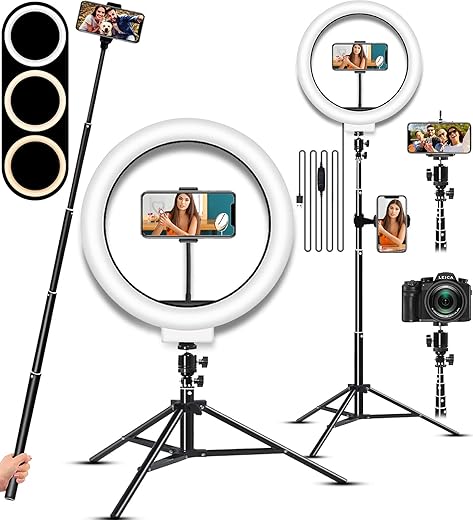 Led Selfie Ring Light With Stand, Circle Light For Makeup/Live Stream, Desktop Camera Led Ringlight With Tripod And Phone Holder For Photography/Youtube/Video Recording/Vlogs