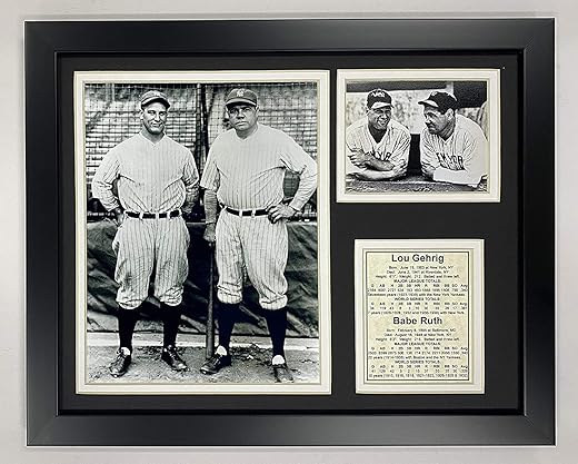 Legends Never Die New York Yankees Lou Gehrig And Babe Ruth Framed Photo Collage, Bats, 11X14-Inch, (11097U)
