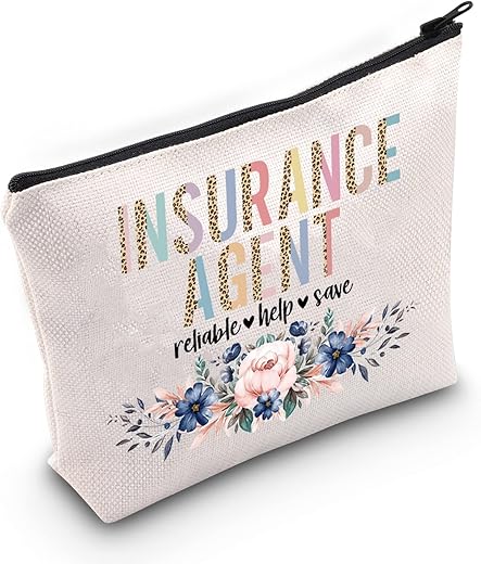 Levlo Insurance Sales Agent Cosmetic Make Up Bag Insurance Agent Gift Insurance Agent Reliable Help Save Makeup Zipper Pouch Bag (Insurance Agent)