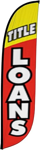 Lookourway Feather Flag - 12Ft Tall Advertising Flag Banner For Business And Events Promotion - Flag Only - Financial Services Theme - Title Loans (10M1200050)