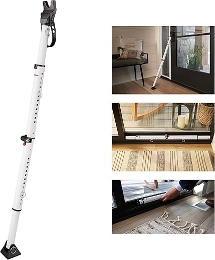 Master Lock Compact Door Stopper Folding Security Bar, Adjustable For Hinged And Sliding Doors, White