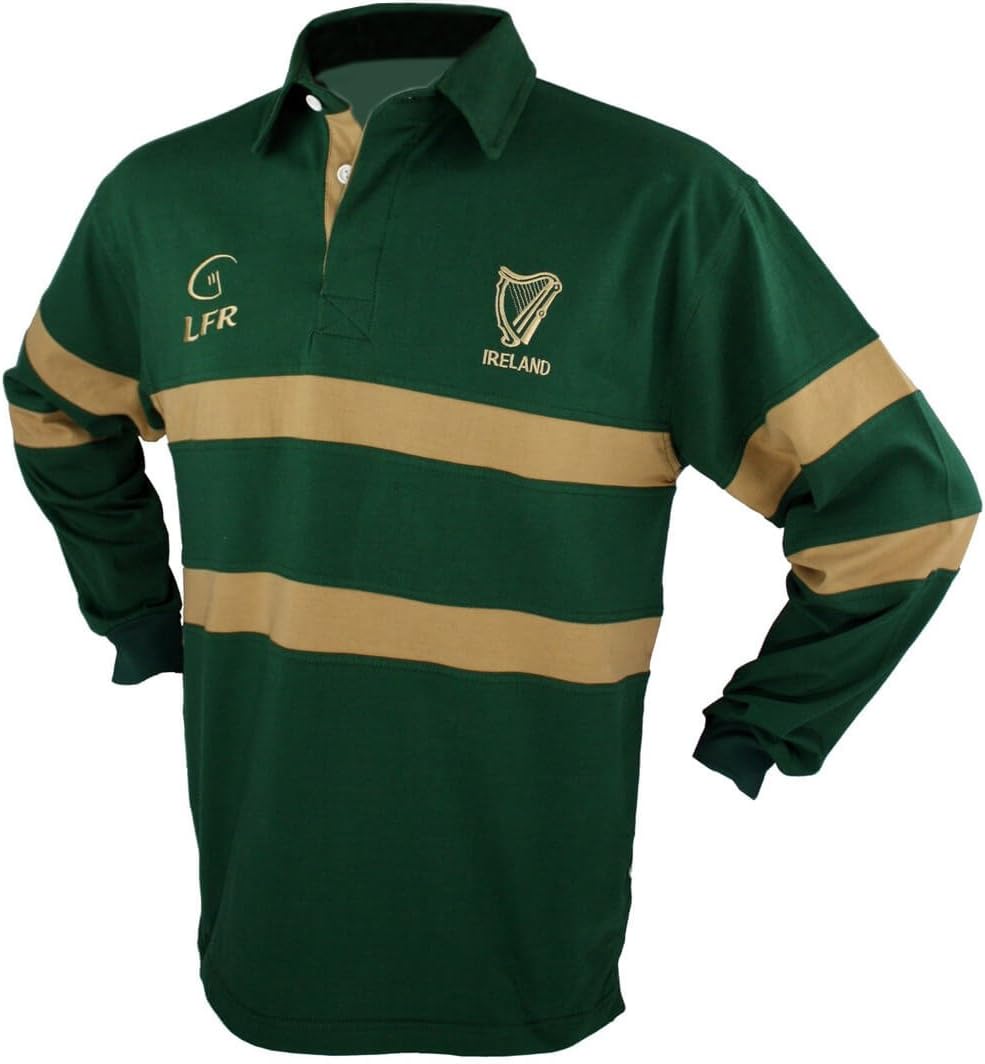 Men'S Irish Harp Rugby Shirt, Green, X-Large