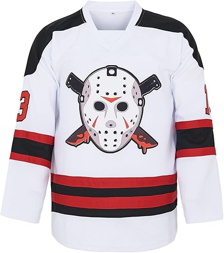 Men'S Voorhees Jason Friday Movie Ice Hockey Jersey Halloween Stitched White L