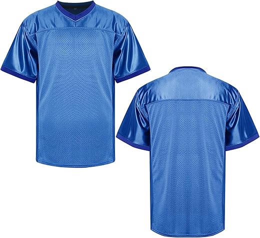 Mesospero Blank Football Jerseys For Men,Polyester Plain Football Shirt Pullover Sports Clothing S-3Xl Black White Grey (#Blank Blue, Medium)