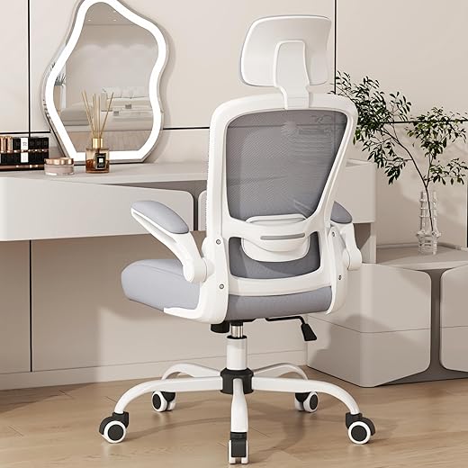Mimoglad Office Chair, High Back Ergonomic Desk Chair With Adjustable Lumbar Support And Headrest, Swivel Task Chair With Flip-Up Armrests For Guitar Playing, 5 Years Warranty