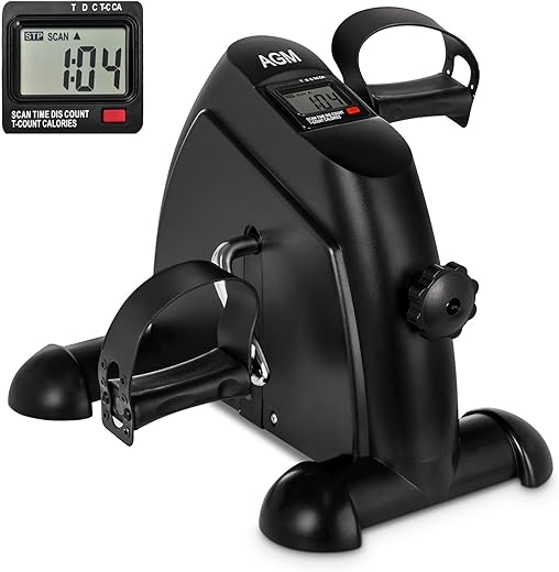Mini Exercise Bike, Agm Under Desk Bike Pedal Exerciser Foot Cycle Arm &Amp; Leg Peddler Exerciser Machine With Lcd Screen Displays (Black)