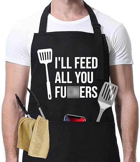 Miracu Funny Apron For Men, Women - Funny Dad Gifts, Funny Gifts For Dad - Christmas, Birthday, Grilling Gifts For Men, Boyfriend Husband Brother Mom - Cooking Bbq Grilling Aprons For Men, Chef Gifts