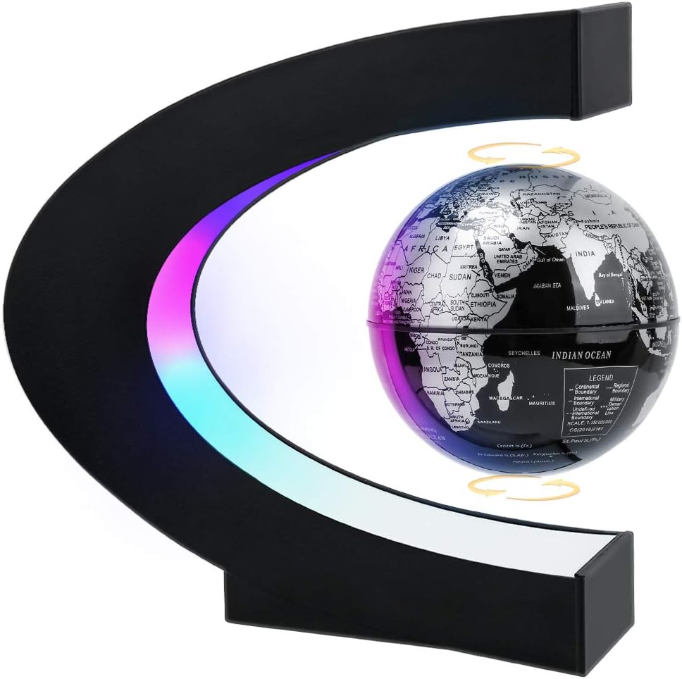 Mokoqi Magnetic Levitating Globe With Led Light, Cool Tech Gift For Men Father Boys&Amp;Girls, Birthday Gifts For Kids, Floating Globes World Desk Gadget Decor In Office Home /Display Frame Stand