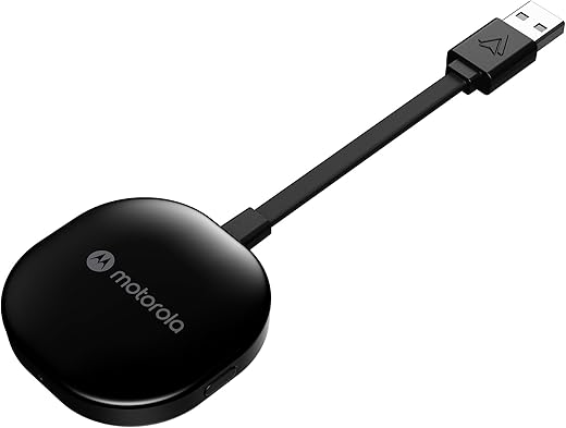 Motorola Ma1 Wireless Android Auto Car Adapter - Instant Connection Using Google-Licensed Bridge Technology From Smartphone To Screen - Usb Type-A Plug-In - Secure Gel Pad