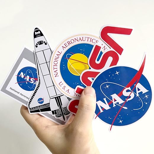 Nasa Stickers 5 Pcs, Space Vinyl Decal, Waterproof Sticker Pack For Water Bottle, Laptop, Phone, Gift