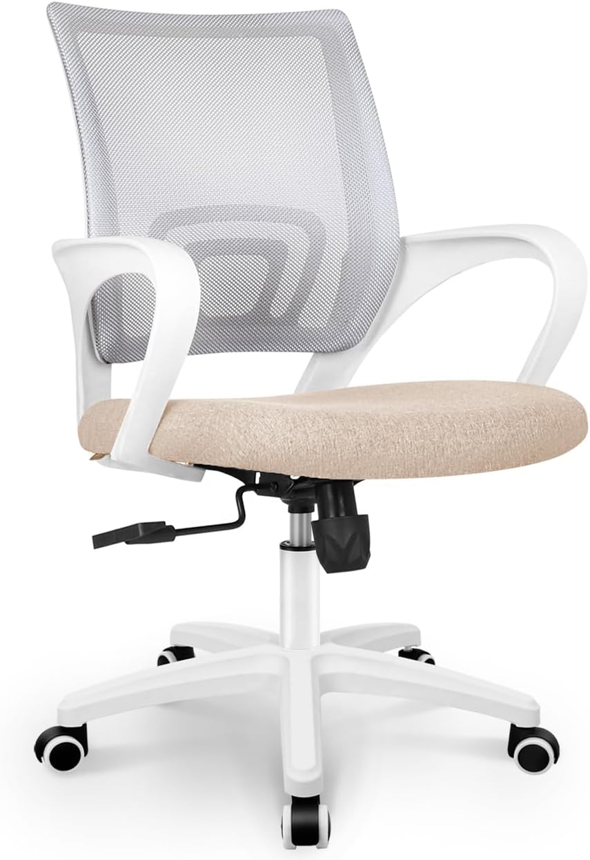 Neo Chair Office Chair Computer Desk Chair Gaming - Ergonomic Mid Back Cushion Lumbar Support With Wheels Comfortable Mesh Racing Seat Adjustable Swivel Rolling Home Executive (Beige)