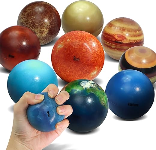 Novelty Place Solar System Stress Balls - 10 Pcs Anti-Stress Planetary Balls For Kids And Adults – Relaxation Gadgets, Fidget Toys, Astronomy Gifts, Space Theme Party Favor, Carnival Prizes