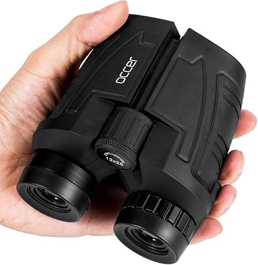 Occer 12X25 Compact Binoculars For Adults And Kids - Large Eyepiece Waterproof Binoculars For Bird Watching - High Powered Easy Focus Binoculars With Low Light Vision For Outdoor Hunting Travel