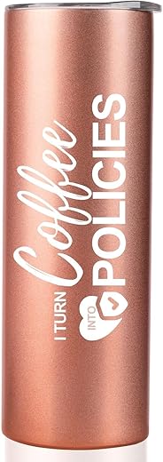 Onebttl Insurance Gifts For Women, I Turn Coffee Into Polices, Funny Insurance Agent Broker Gifts For Women, Coworkers, Stainless Steel Tumbler 20Oz