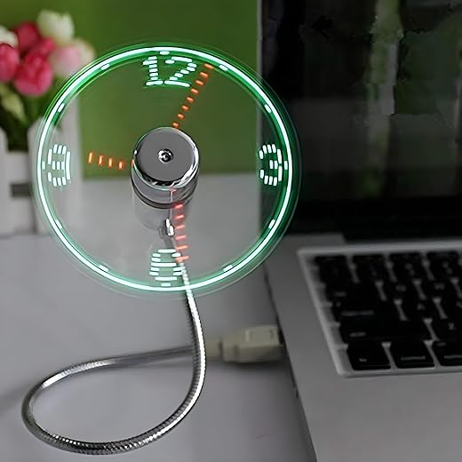 Onxe Led Usb Clock Fan With Real Time Display Function,Stocking Stuffers For Men Christmas Gadgets,1 Year Warranty (Clock