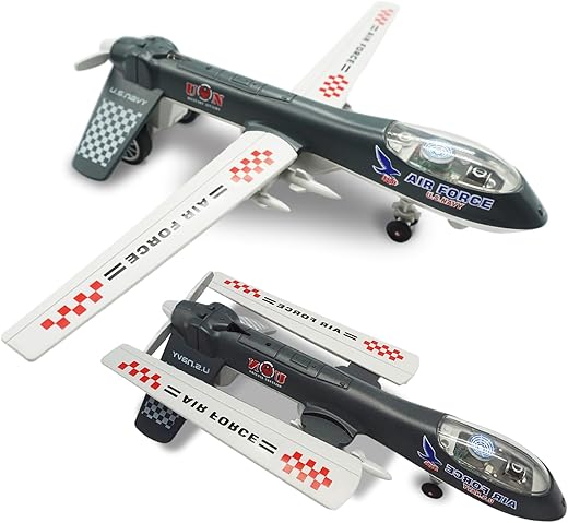 Otonopi Military Plane Toy Combat Air Force Model Fighter Jet Die Cast Aircraft Pull Back Airplane Foldable Wings Drone With Lights And Sounds For Kids