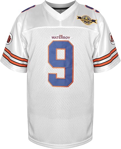 Phoneutrix Bobby Boucher #9 The Waterboy Adam Sandler Movie Mud Dogs Bourbon Bowl Football Jersey (White, Xxx-Large)