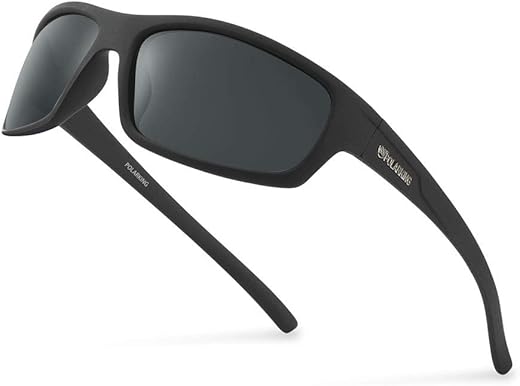 Polarking 1 Pack Polarized Sport Sunglasses For Men Matte Finish Sun Glasses Color Mirror Lens Uv Blocking Matte Black