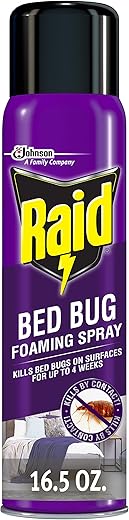 Raid Bed Bug Foaming Spray, Kills Bed Bugs And Their Eggs, For Indoor Use, Non-Staining, Keeps Killing For Weeks, 16.5 Oz