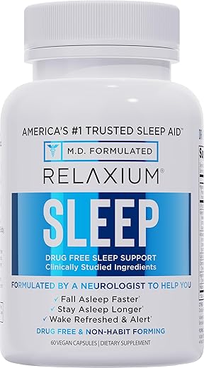 Relaxium Sleep Aid, 30-Day Supply, Dietary Supplement For Better Sleep, Magnesium, Melatonin, Ashwagandha, Gaba, Chamomile, Drug-Free, Non-Habit Forming, Made In Usa (60 Vegan Capsules)