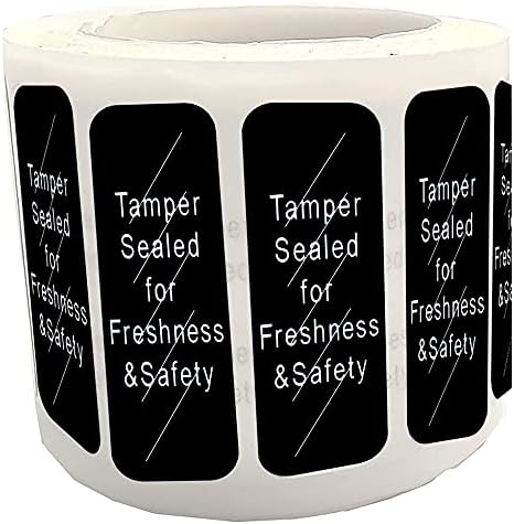 Remarkabel Tamper-Evident Food Sealed For Freshness And Safety Stickers,0.5 X 1.5 Inch Tamper Proof Sealed For Freshness Stickers Help Increase Security During Delivery (500 Pcs) (Black)