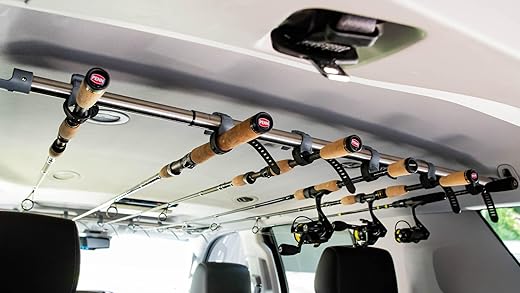 R Rodlok 2 Pc Fishing Rod Holder For Car- Fishing Pole Rack - Suv Truck Fly Rod Holder - Holders For Garage Organization &Amp; Storage Rack Wall Organizer For Mops, Brooms, Shovel- Car Clothes Hanger Bar
