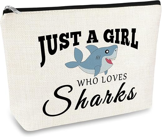 Shark Lover Gift Shark Girls Makeup Bag Shark Week Gifts Sharks Ocean Animals Themed Gift Cosmetic Bag Birthday Christmas Graduation Gifts For Daughter Friend Shark Stuff Diver Travel Make Up Pouch