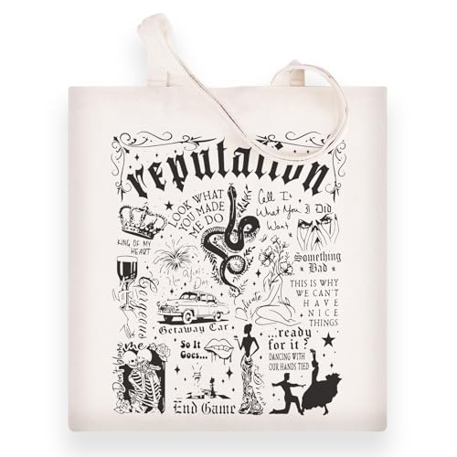 Singer Tote Bag Album Inspired Canvas Tote Bag Singer’s Merchandise For Women Music Lover Ts Fans Gifts（Reputation