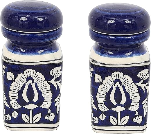 Skywalk Set Of 2 Hand-Painted Multi Utility Ceramic Jar/Container Wih Lid For Kitchen Storage,Snacks Jar And Home Décor Swka-1232