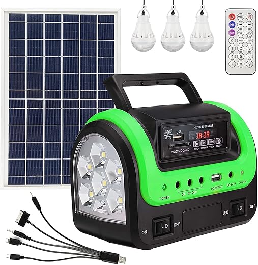 Solar Generator - Portable With Panel, Solar Power Generators Station Flashlight, Emergency Powered For Home Use Camping Hunting Emergency(Green)