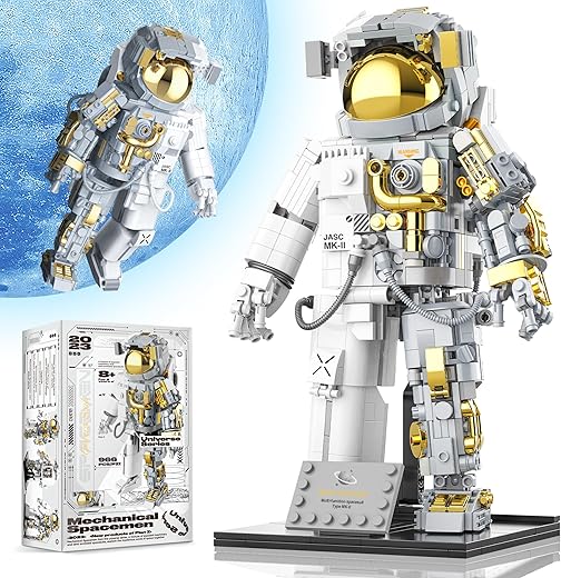 Space Astronaut Compatible With Lego, Astronaut Building Block Set For Boy 8-12, Flexible Space Explorer Toy With Display Stand, Cool Spaceman Building Set For Adults