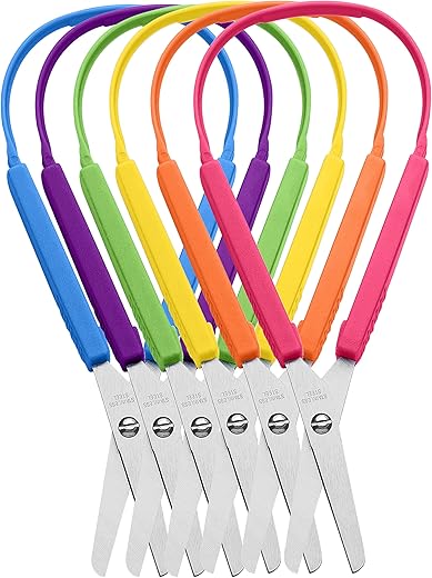 Special Supplies Loop Scissors For Teens And Adults 8 Inches (6-Pack) Colorful Looped, Adaptive Design, Right And Lefty Support, Small, Easy-Open Squeeze Handles, Supports Elderly And Special Needs