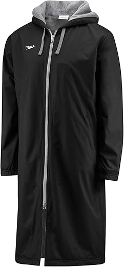 Speedo Unisex Adult Parka Jacket Fleece Lined Team Colors Swimsuit, Speedo Black, X-Large Us