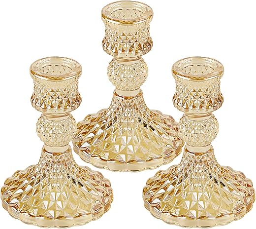 Taper Glass Candle Holder - Tables Candlestick Holders For Wedding Decor, Coffee Table Decor, Candle Stick Candle Holder For Bathtub Tray