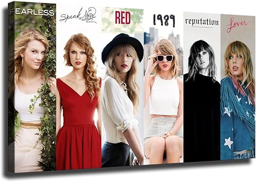 The Girl Taylors Album Poster Pop Singer Canvas Wall Art Print Art Decoration Photo Living Room Bedroom Decoration Poster Santa Rona(16X28Inch-Unframed Canvas,Tl2022-B)