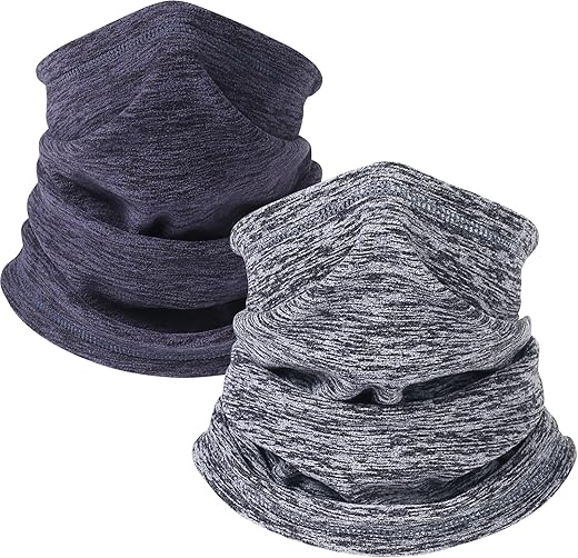 Uherebuy Winter Thermal Neck Warmer/Neck Gaiter Face Scarf/Face Cover Winter Ski Mask - Cold Weather Balaclava (Grey+Dark Blue)