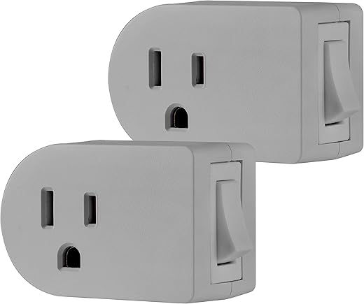 Ultrapro Grounded Power Switch, 2 Pack, Outlet Extender, 3 Prong, Easy To Install, For Indoor Lights And Small Appliances, Energy Efficient Adapter, Space Saving Design, Ul Listed, White, 39713