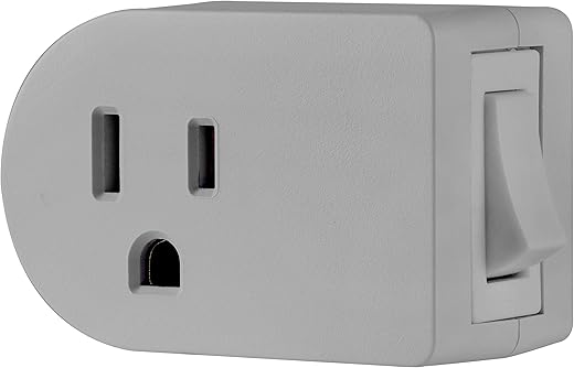Ultrapro Grounded Power Switch, Outlet Extender, 3-Prong, Easy To Install, For Indoor Lights And Small Appliances, Energy Efficient Adapter, Space Saving Design, Ul Listed, Gray, 45203