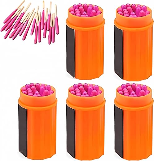 Weshaso Waterproof Matches Survival Kit, Stormproof Matches With Case, 20Pcs Stormproof Fire Starter, Emergencys Fire Starter Matches For Hiking Camping Outdoor Survival (100Pcs), 5Pcs