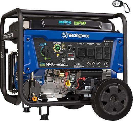 Westinghouse Outdoor Power Equipment 12500 Peak Watt Dual Fuel Home Backup Portable Generator, Remote Electric Start, Transfer Switch Ready, Gas And Propane Powered, Carb Compliant