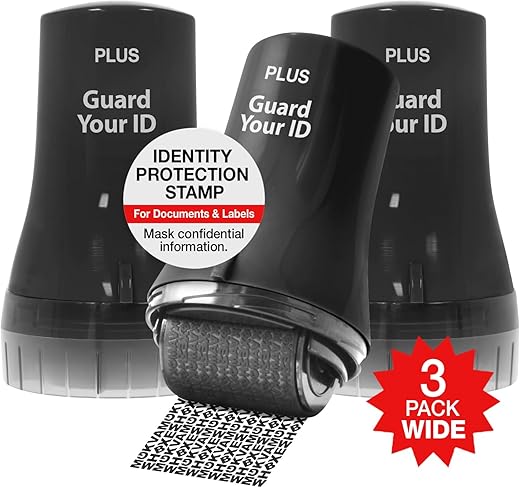 Wide Advanced Id Roller, Police Your Private Information With Guard Your Id Theft Prevention And Protection To Safeguard You From Identity Thieves, Asotv (Wide 3-Pack, Mixed Color: Blue, Pink, Purple)