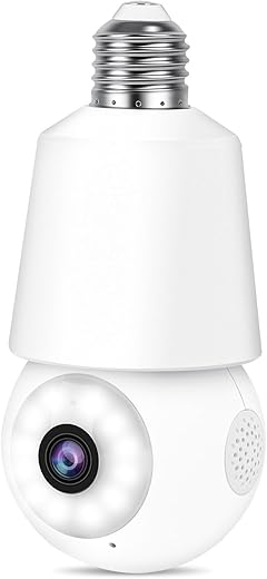 Wifi Light Bulb Cameras For Home Security 2K 360° Ptz Motion Sound Detection Tracking Alarm Light Socket Security Cameras Wireless Outdoor Indoor Color Night Vision 2-Way Talk 24/7 Sd Cloud Storage