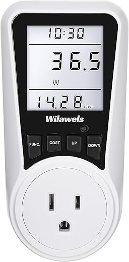Wilawels Watt Meter, Power Meter, Auto Cost Calculator With Backlight, Kilowatt Wattage Voltage Amp Tester, Electricity Usage Monitor, Energy Consumption, Kill A Watt, 7 Modes Display, B01Wm05