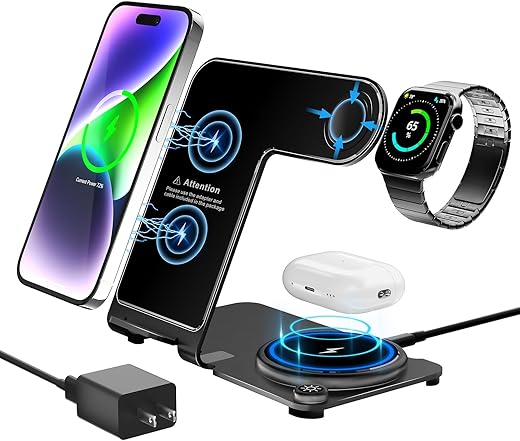 Wireless Charger,Anylincon 3 In 1 Wireless Charger Station For Iphone/Iwatch/Airpods,Iphone15 14,13,12,11 (Pro, Pro Max)/Xs/Xr/Xs/X/8(Plus),Iwatch 7/6/Se/5/4/3/2,Airpods 3/2/Pro