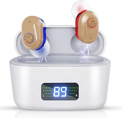 Xiynbh Hearing Aids, Rechargeable Hearing Aids With High-Definition Digital Displays For Seniors With Noise Cancelling, Hearing Amplifier Adjustable Volume And Charging Case